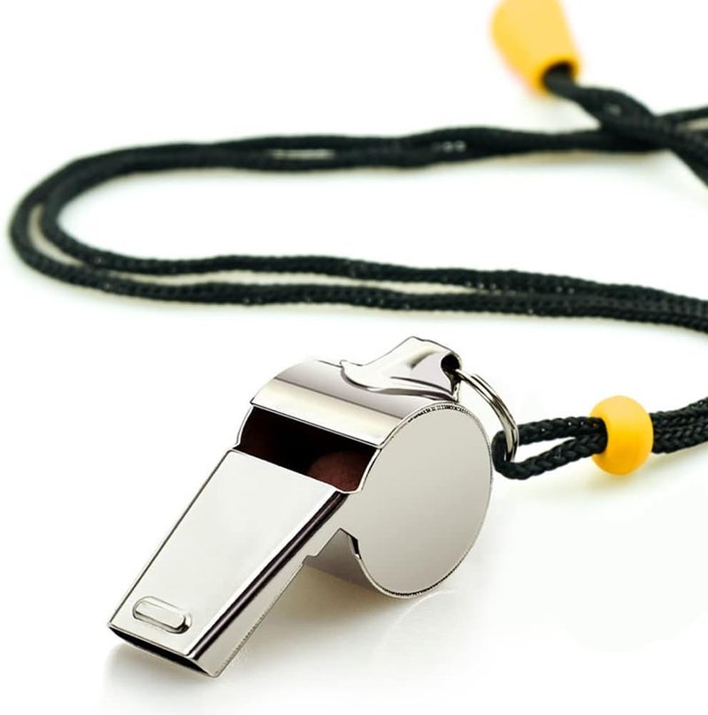 Hipat Whistle, 6 Pack Stainless Steel Sports Whistles with Lanyard, Loud Crisp Sound Whistles Bulk Great for Coaches, Referees, and Officials (A:Silver) - Image 4